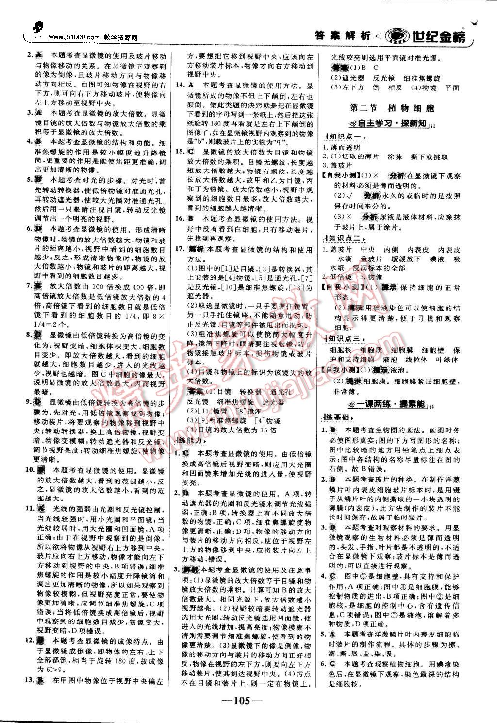 2015年世紀(jì)金榜金榜學(xué)案七年級(jí)生物上冊(cè)人教版 第6頁(yè)