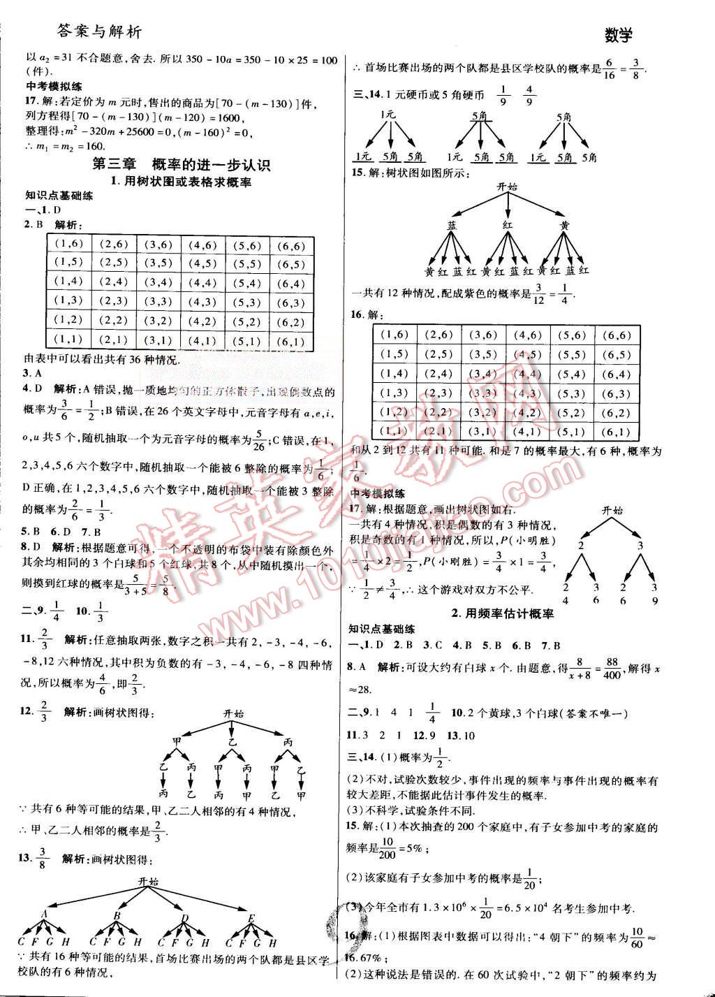 2015年一線調(diào)研學(xué)業(yè)測(cè)評(píng)九年級(jí)數(shù)學(xué)上冊(cè)北師大版 第9頁(yè)