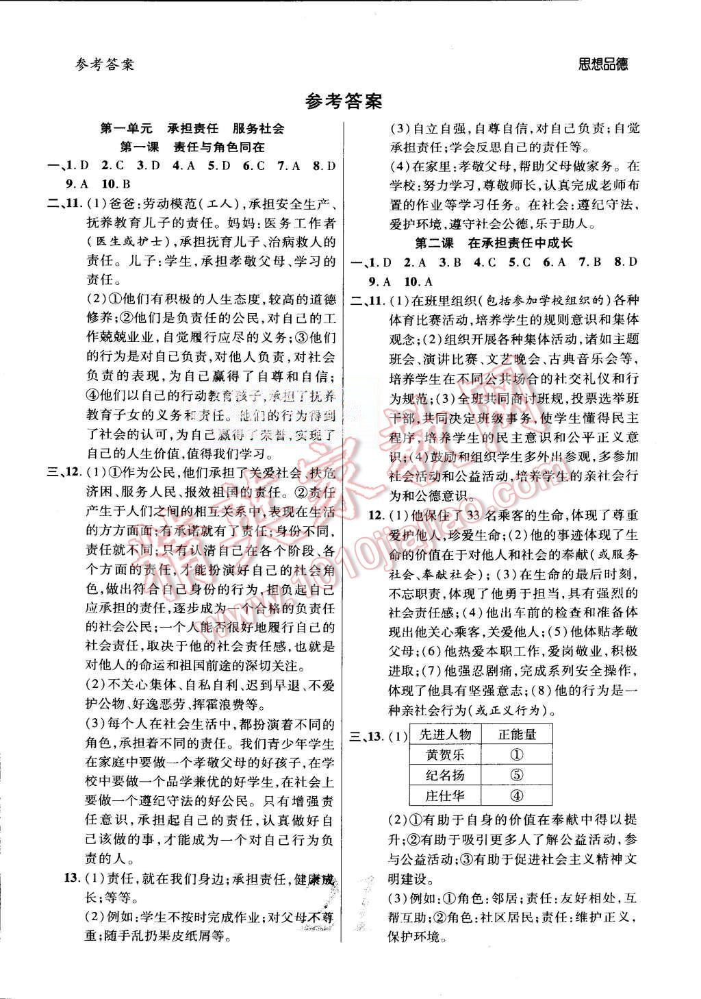 2015年一线调研学业测评九年级思想品德全一册人教版 第1页