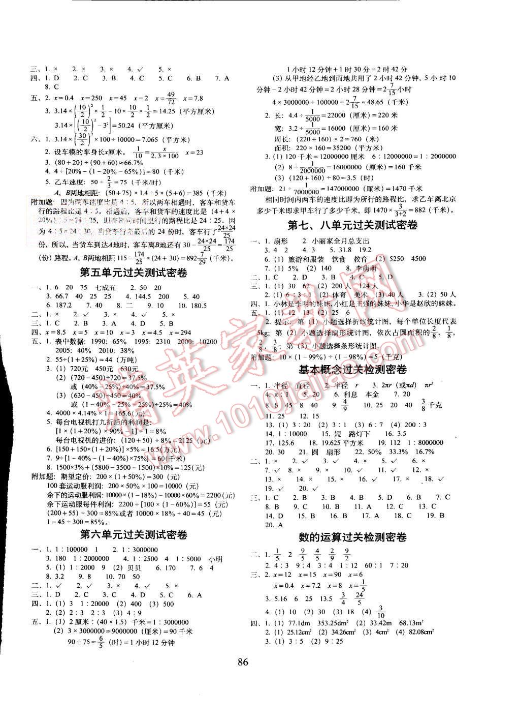 2015年期末冲刺100分六年级数学上册冀教版 第2页