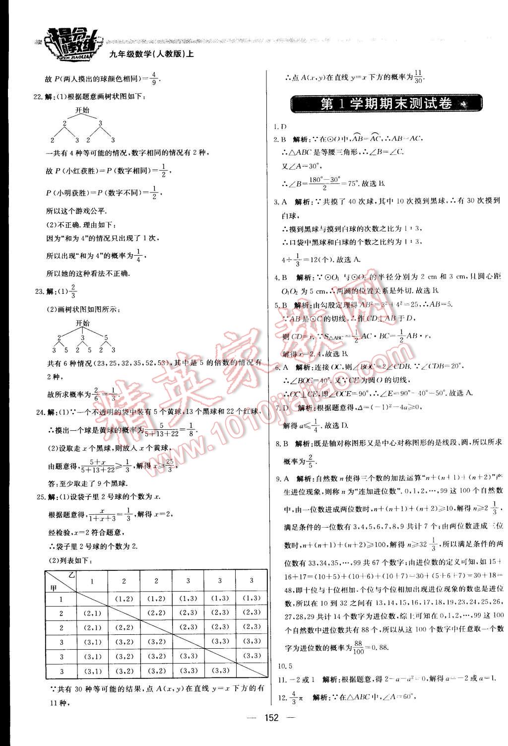 2015年提分教練九年級(jí)數(shù)學(xué)上冊(cè)人教版 第34頁