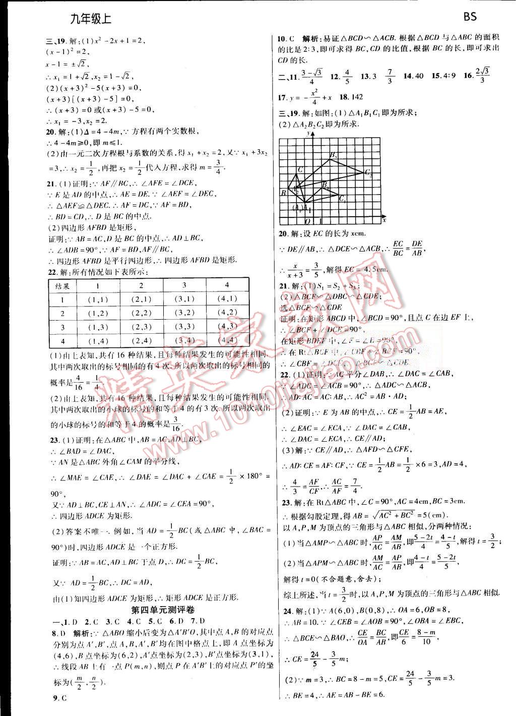 2015年一线调研学业测评九年级数学上册北师大版 第20页