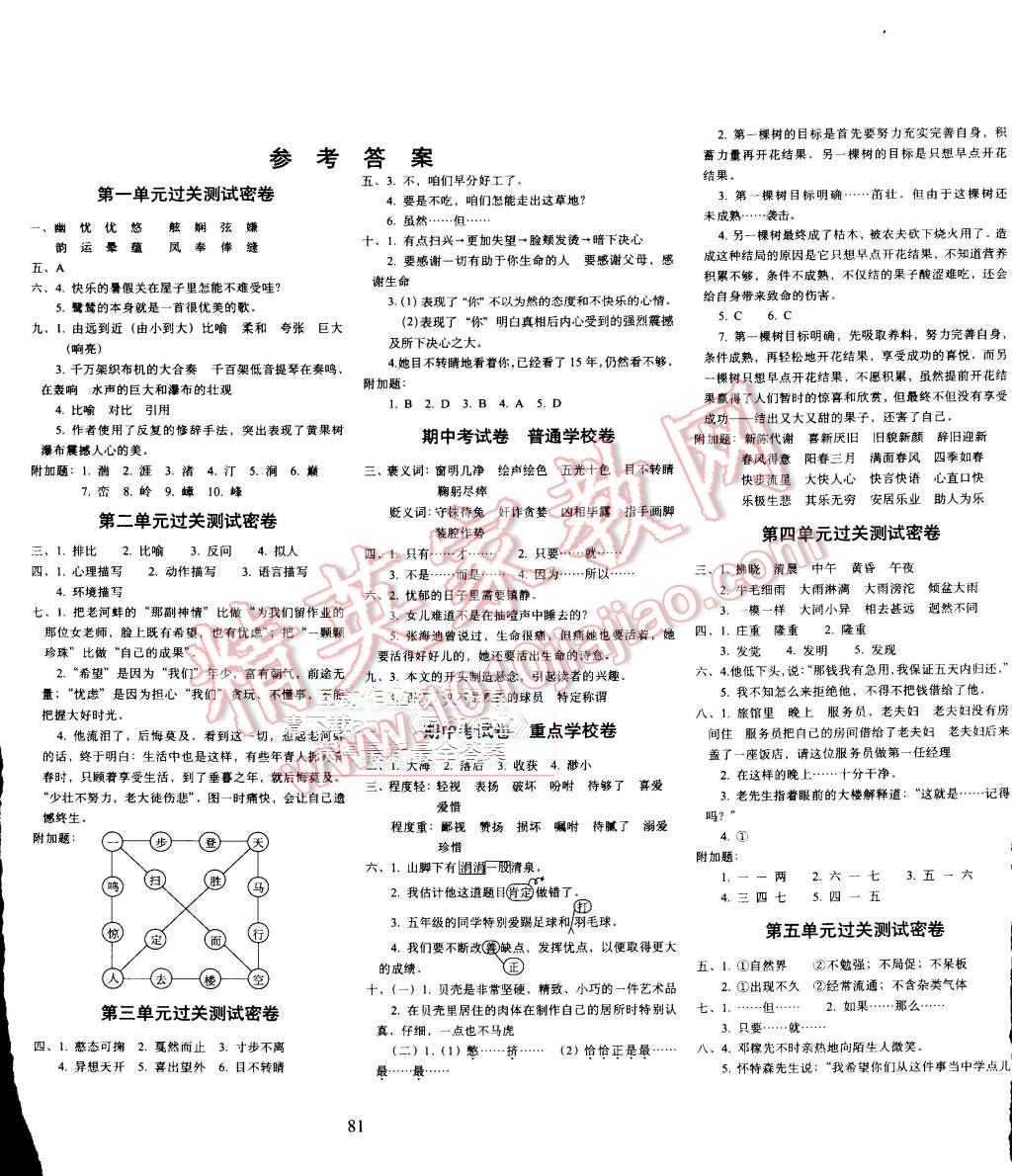 2015年期末沖刺100分五年級語文上冊冀教版 第1頁