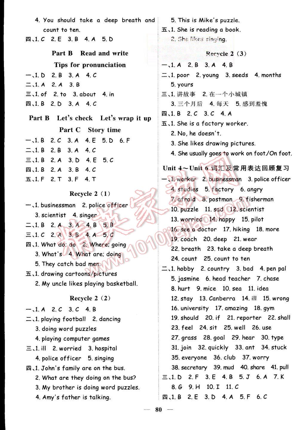 2015年陽光課堂課時優(yōu)化作業(yè)六年級英語上冊人教PEP版 第6頁