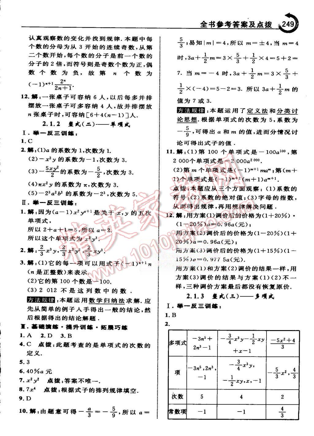 2015年特高級教師點撥七年級數(shù)學上冊人教版 第20頁