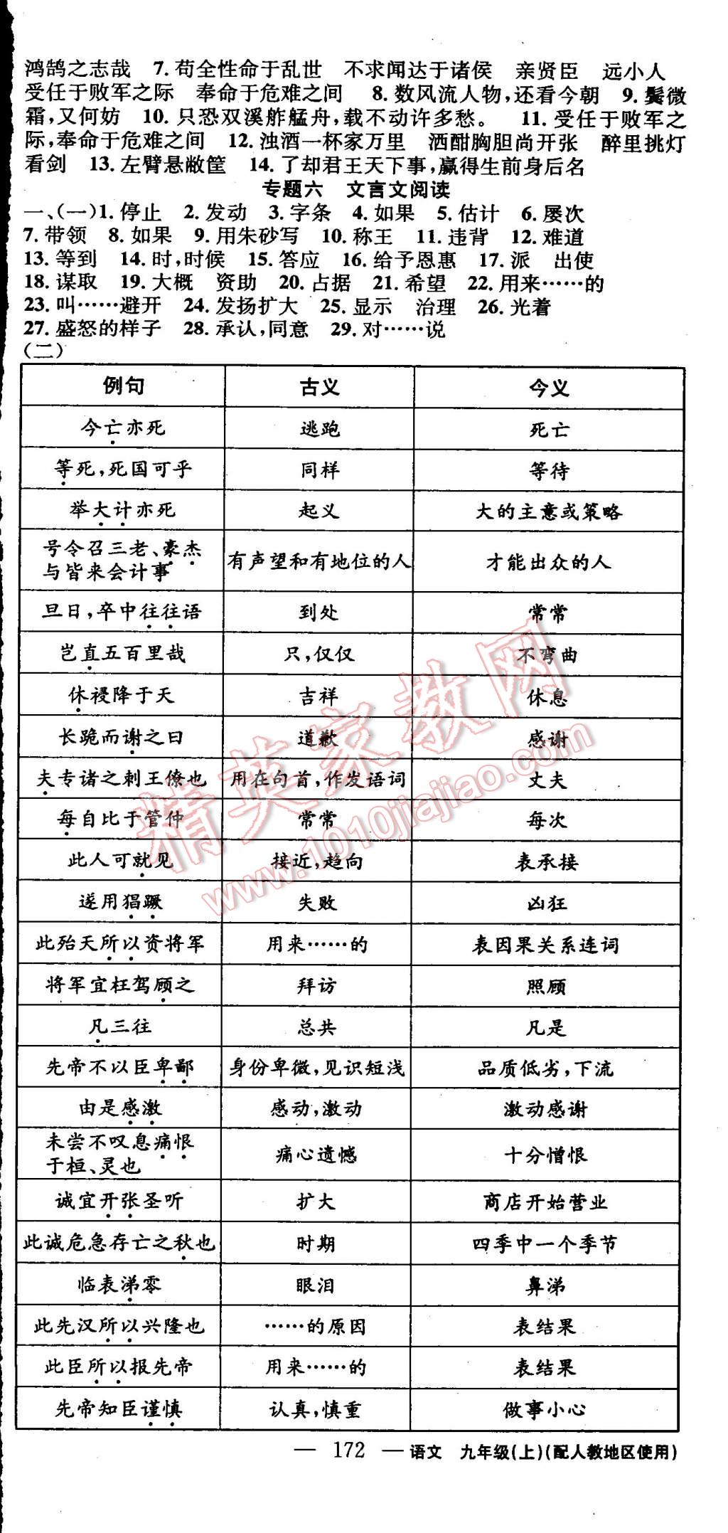 2015年黃岡100分闖關(guān)九年級語文上冊人教版 第18頁