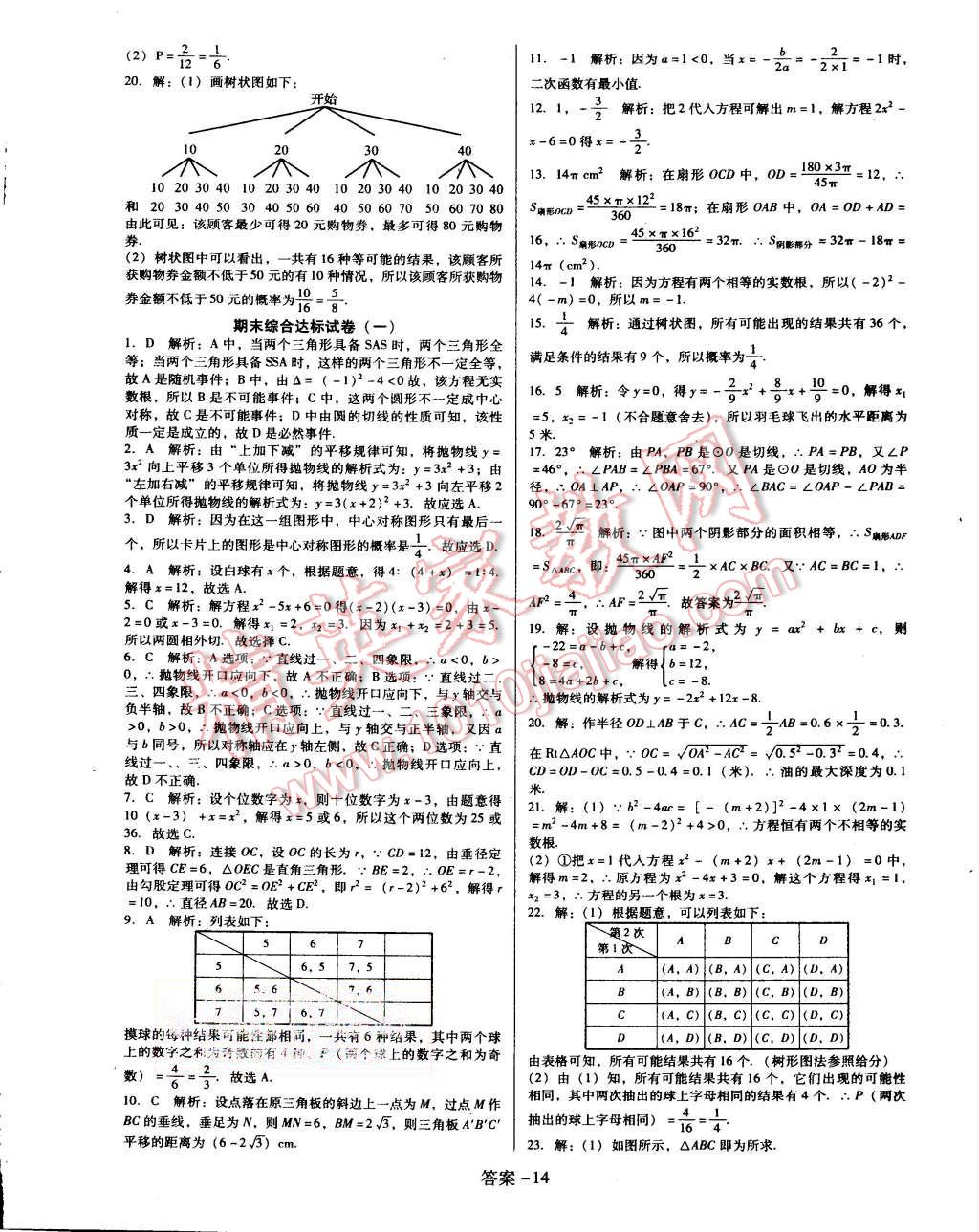 2015年打好基础单元考王九年级数学上册人教版 第14页