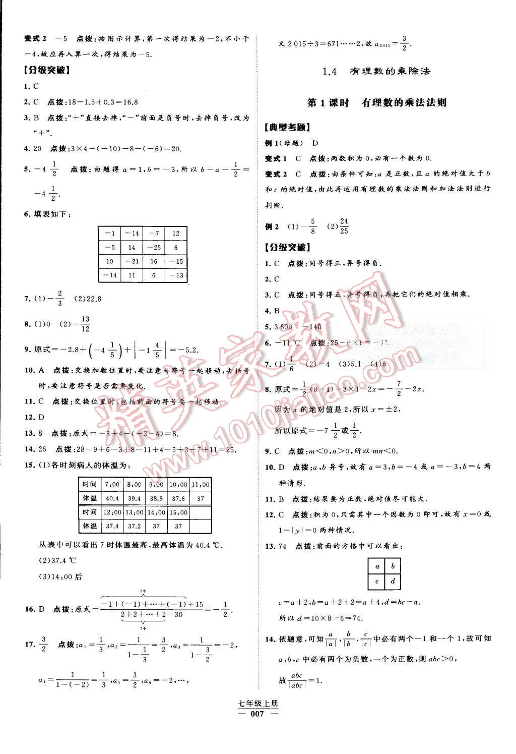 2015年經(jīng)綸學(xué)典學(xué)霸七年級(jí)數(shù)學(xué)上冊人教版 第7頁