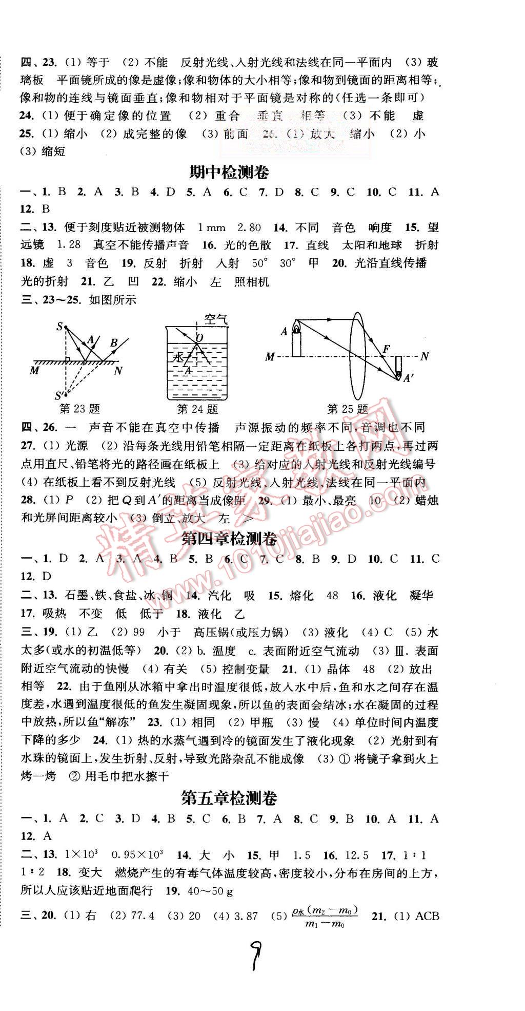 2015年通城學(xué)典活頁(yè)檢測(cè)八年級(jí)物理上冊(cè)滬粵版 第9頁(yè)