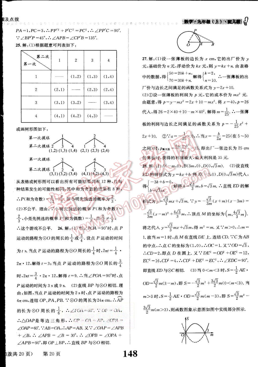 2015年課時(shí)達(dá)標(biāo)練與測(cè)九年級(jí)數(shù)學(xué)上冊(cè)人教版 第20頁(yè)