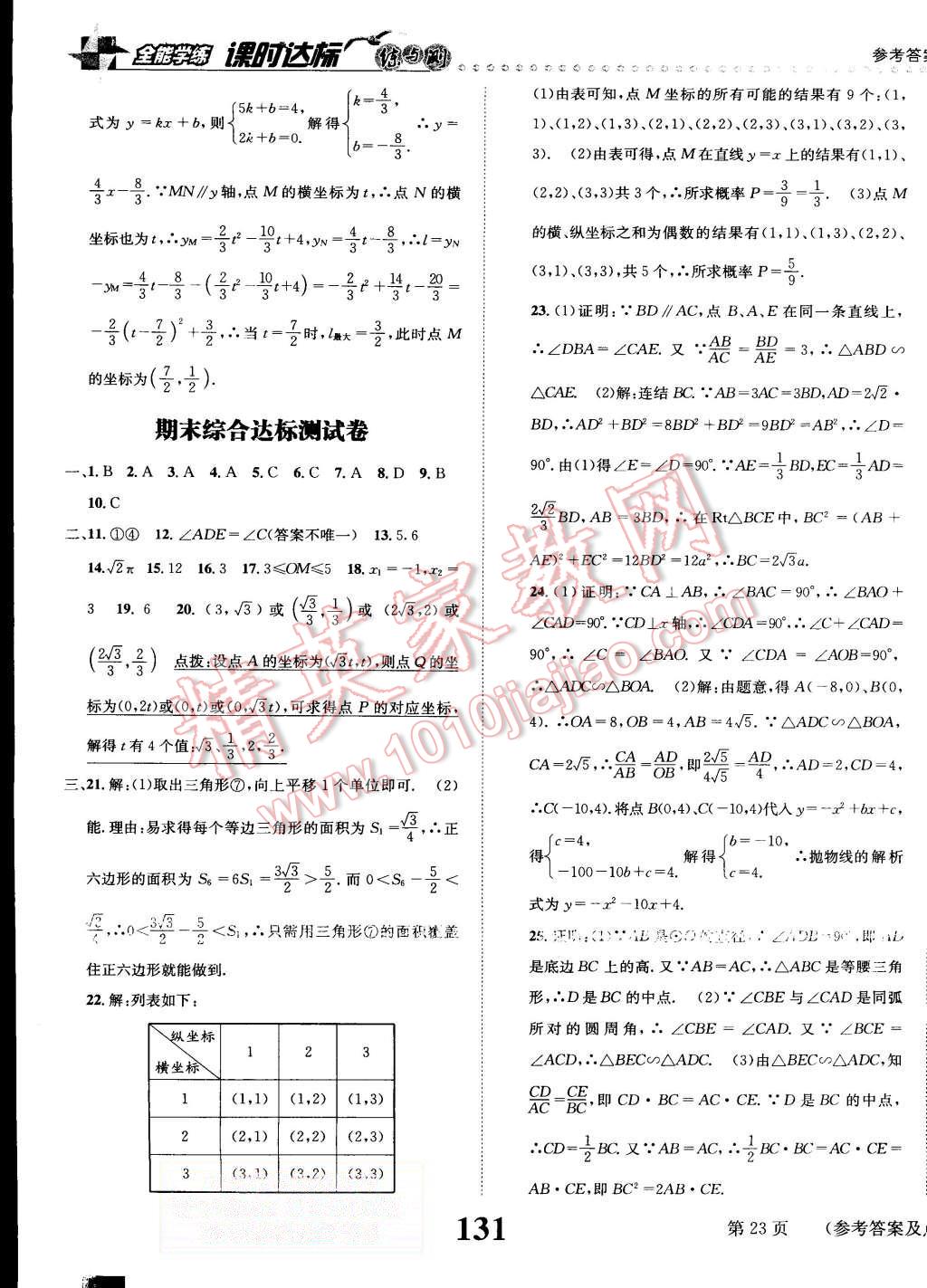 2015年課時(shí)達(dá)標(biāo)練與測九年級數(shù)學(xué)上冊浙教版 第23頁