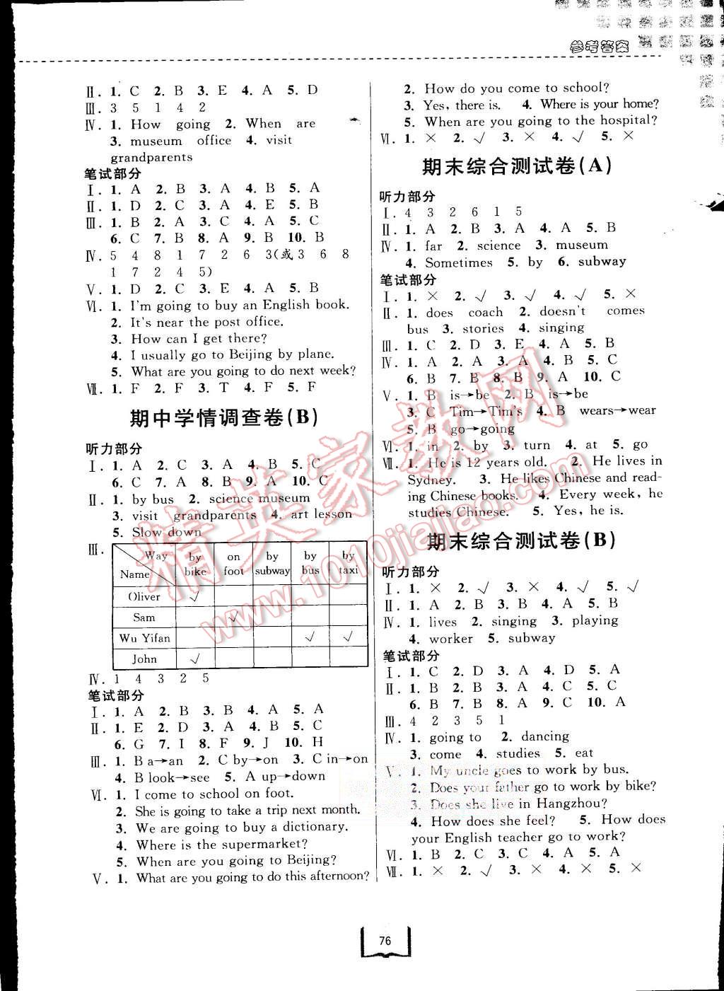 2015年浙江名卷六年级英语上册人教PEP版 第12页