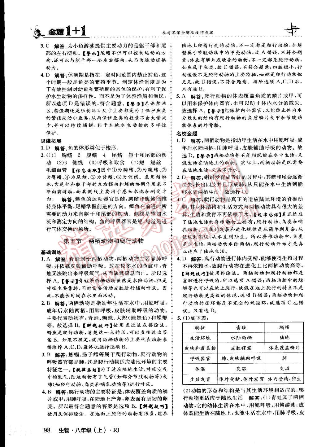 2015年金題1加1八年級(jí)生物上冊(cè)人教版 第6頁(yè)