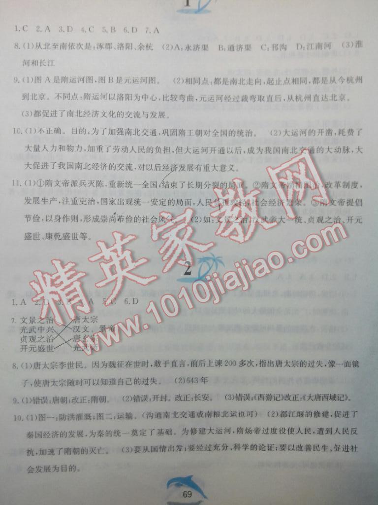 2015年暑假作业七年级中国历史人教版黄山书社 第21页