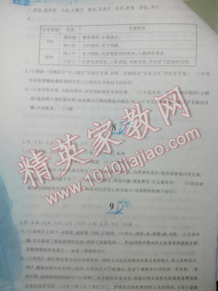 2015年暑假作业七年级中国历史人教版黄山书社 第24页