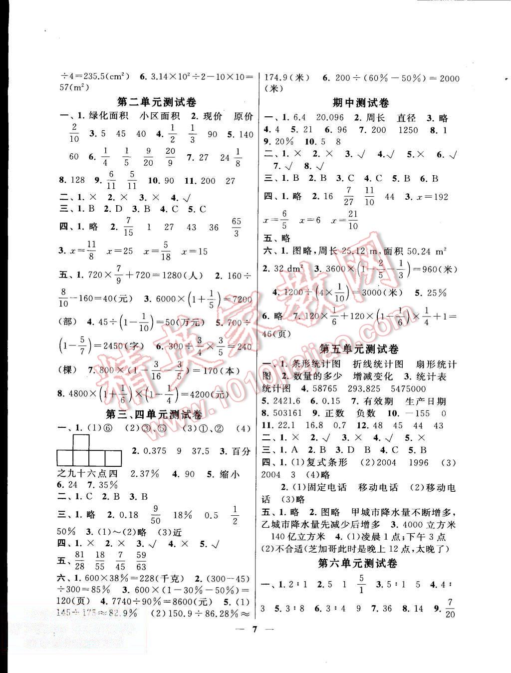 2015年启东黄冈作业本六年级数学上册北师大版 第7页