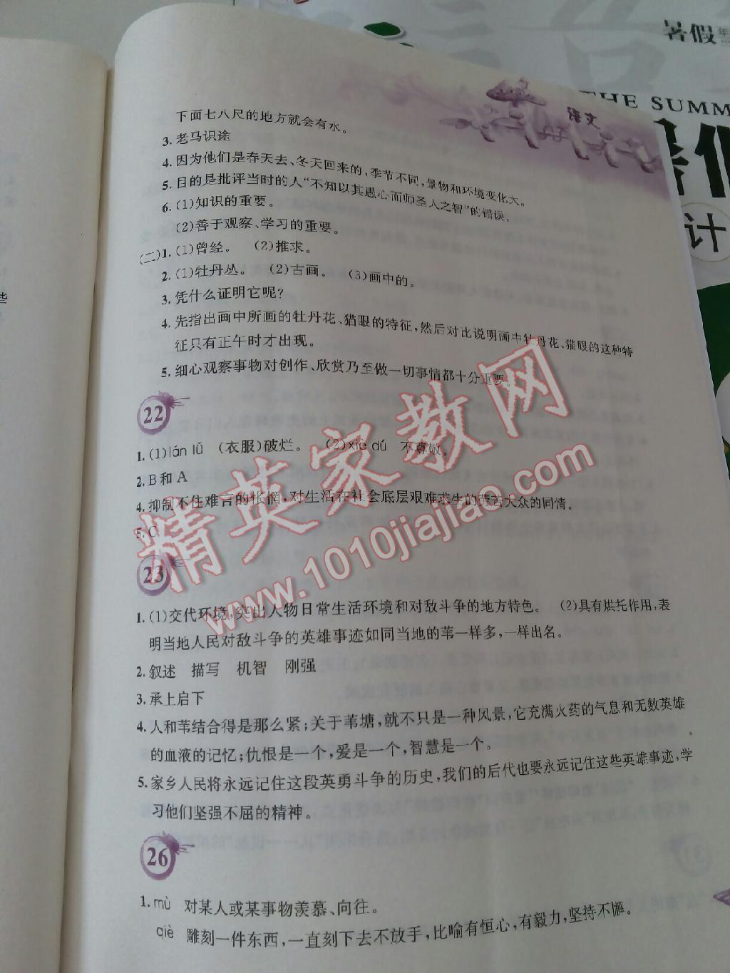 2015年暑假作業(yè)七年級語文人教版安徽教育出版社 第33頁