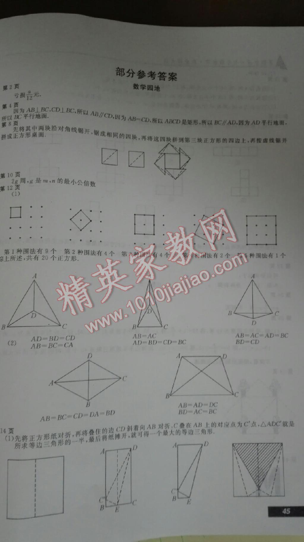 2015年新课堂假期生活暑假生活七年级数学北师大版北京教育出版社 第5页