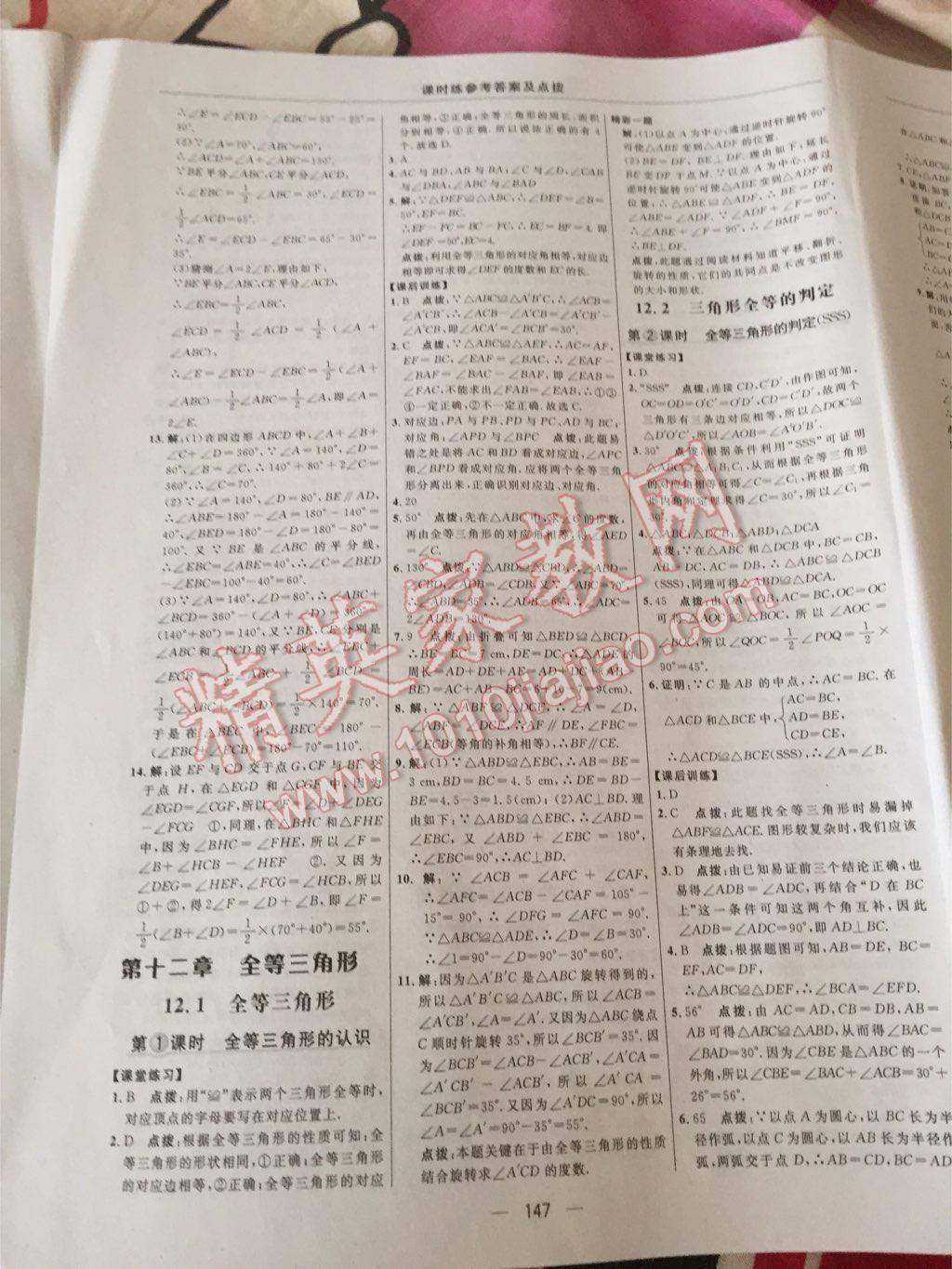 2015年點撥訓(xùn)練八年級數(shù)學(xué)上冊人教版 第49頁