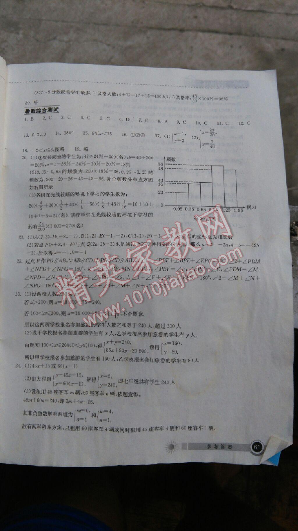 2014年长江作业本暑假作业七年级数学 第90页