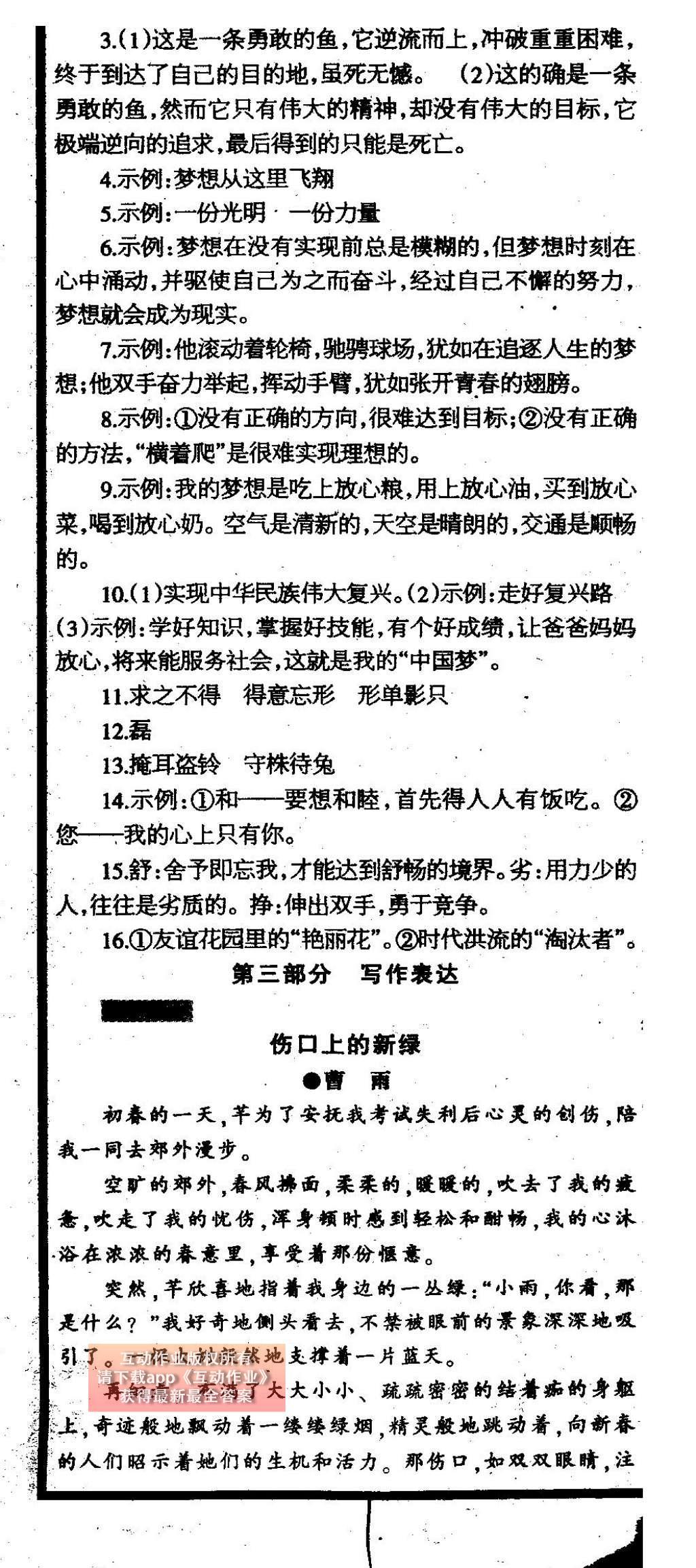 2015年中学生学习报2015语文周刊暑假专版七年级 参考答案第28页