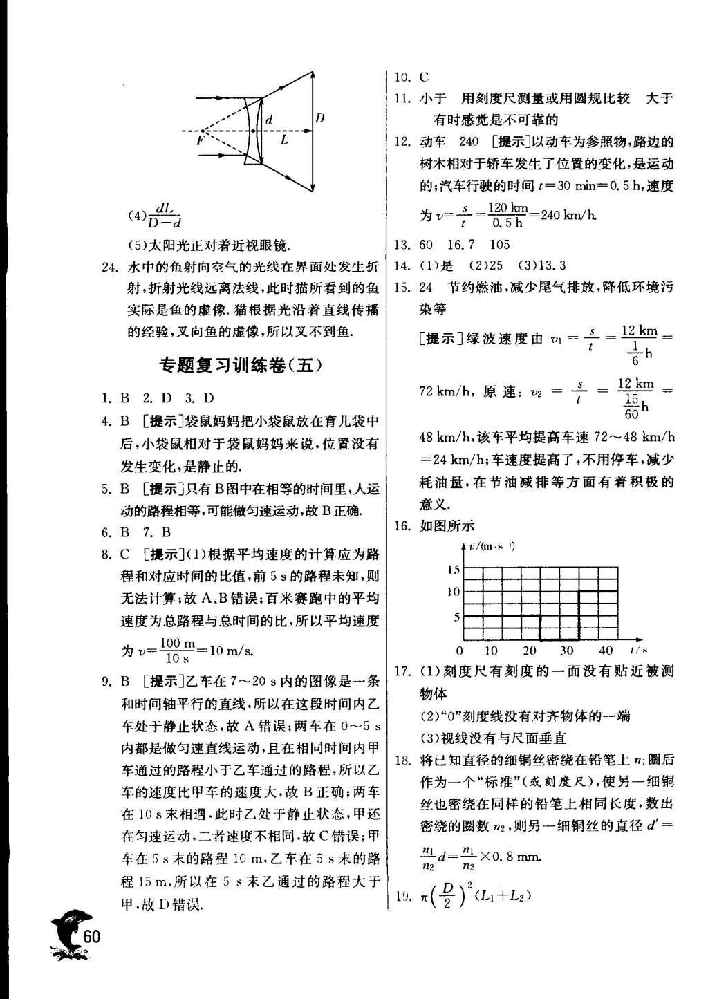 2015年實(shí)驗(yàn)班提優(yōu)訓(xùn)練八年級(jí)物理上冊(cè)蘇科版 參考答案第188頁