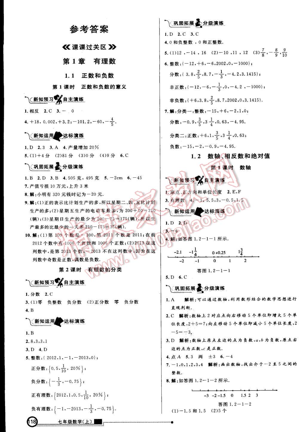 2015年练出好成绩创新学习高效课时训练七年级数学上册沪科版 第1页