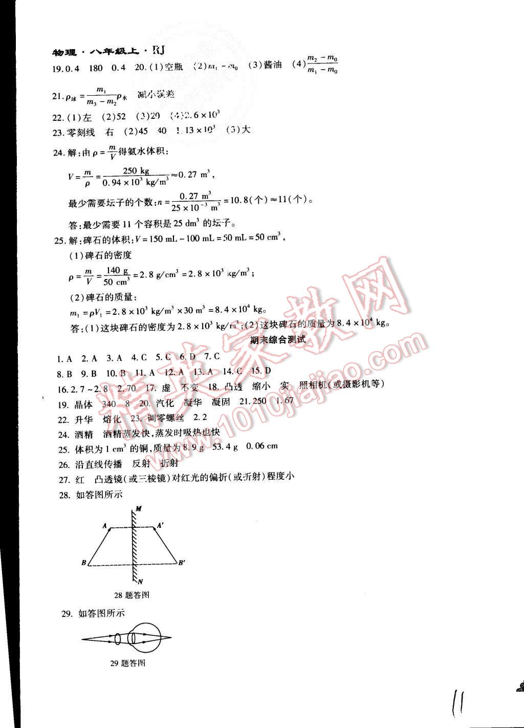 2015年千里馬單元測(cè)試卷八年級(jí)物理上冊(cè)人教版 第11頁(yè)