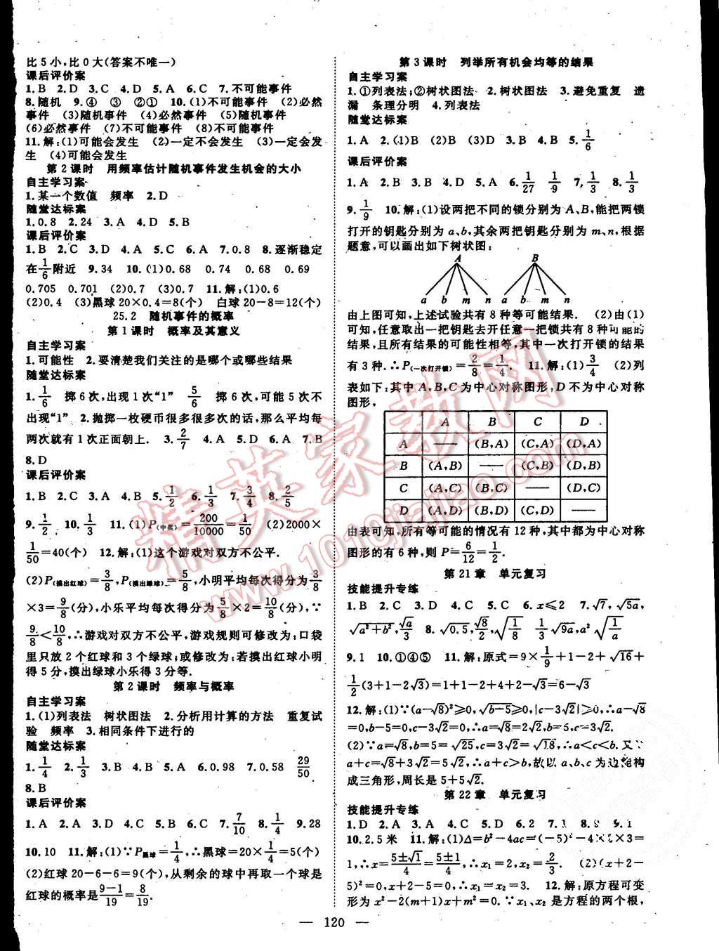 2015年名師課堂導學案九年級數(shù)學上冊華師大版 第8頁