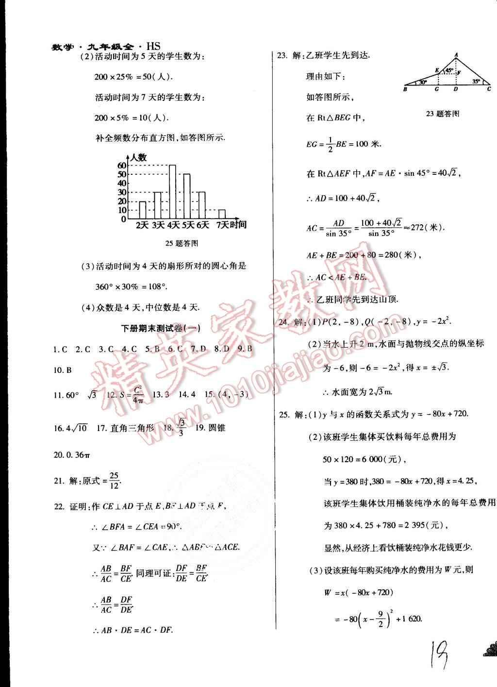 2015年千里馬單元測試卷九年級數(shù)學全一冊華師大版 第19頁