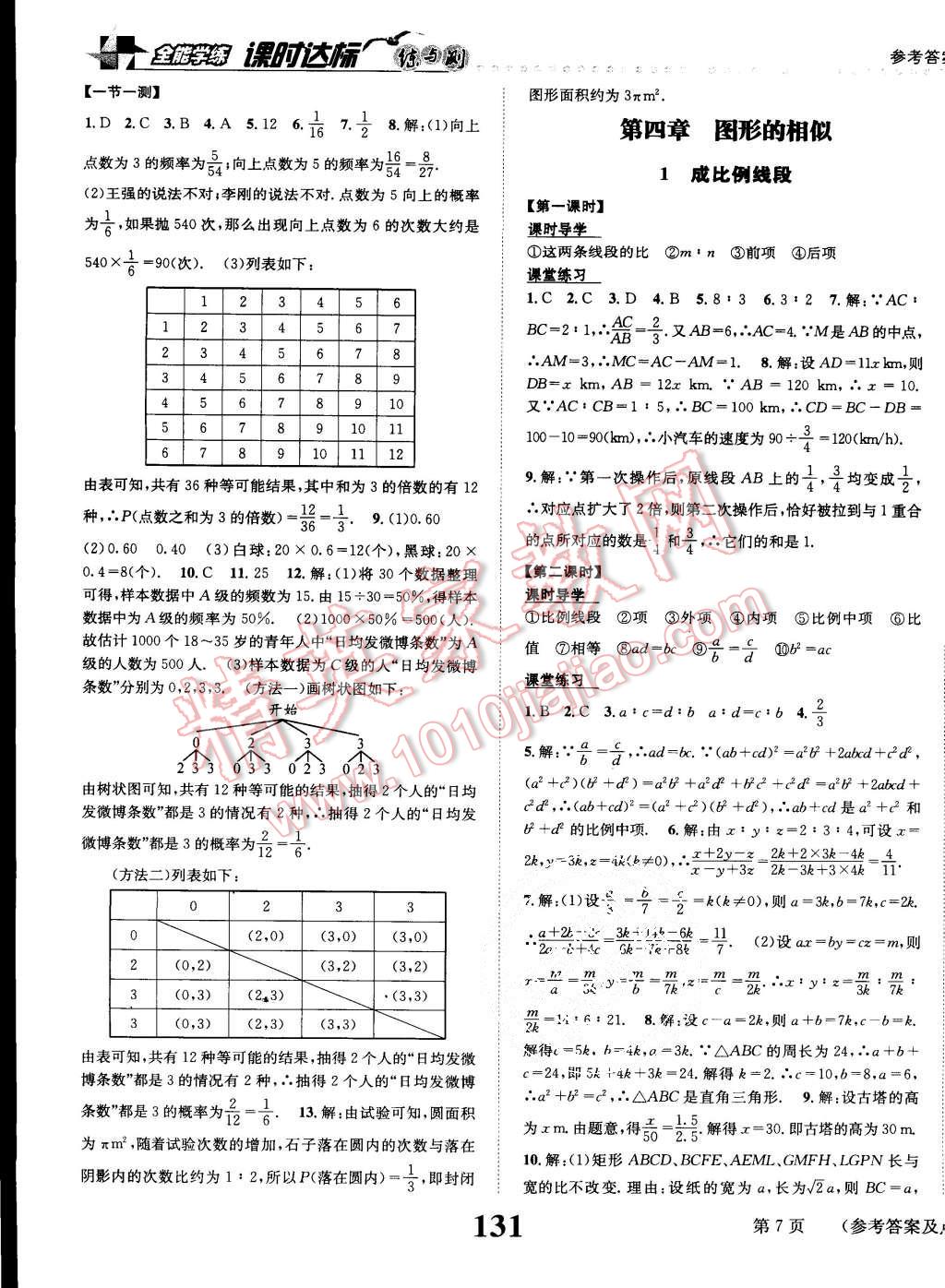 2015年課時(shí)達(dá)標(biāo)練與測九年級(jí)數(shù)學(xué)上冊(cè)北師大版 第7頁