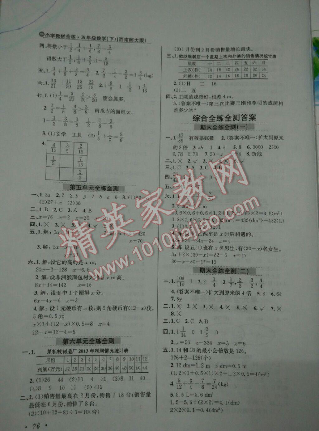 小學(xué)教材全練五年級(jí)數(shù)學(xué)下冊(cè)西師大版 第8頁(yè)