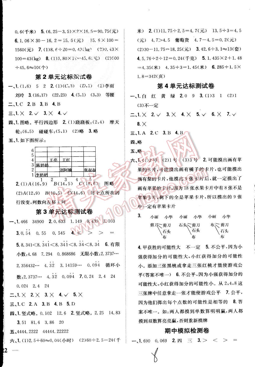 2015年全科王同步課時練習(xí)五年級數(shù)學(xué)上冊人教版 第8頁