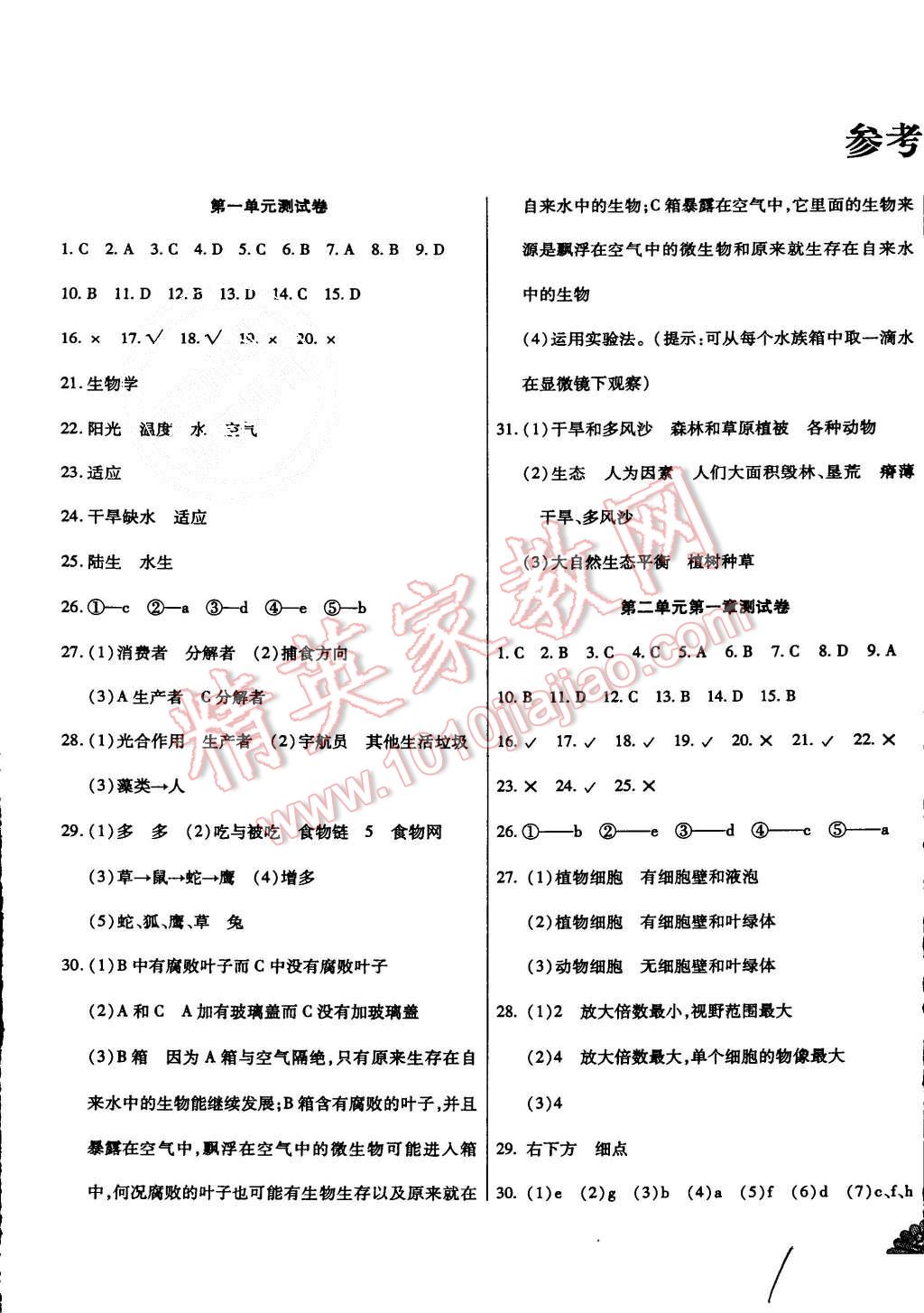 2015年千里馬測試卷全新升級版七年級生物上冊人教版 第1頁