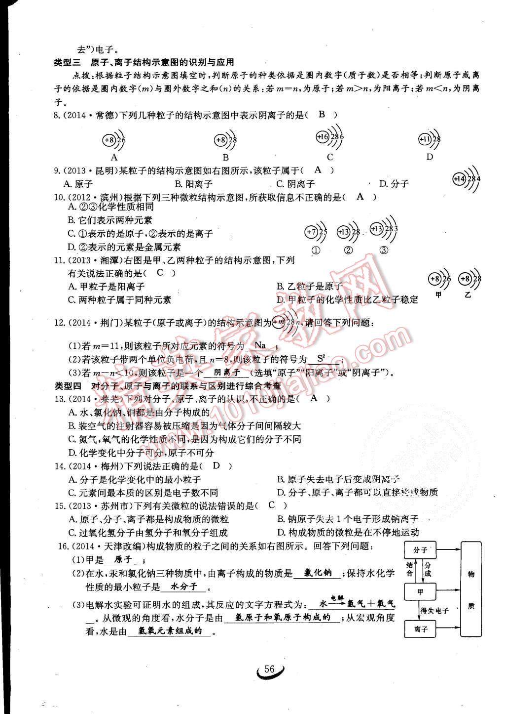 2015年思維新觀察課時(shí)作業(yè)九年級(jí)化學(xué)全一冊(cè)人教版 第56頁(yè)