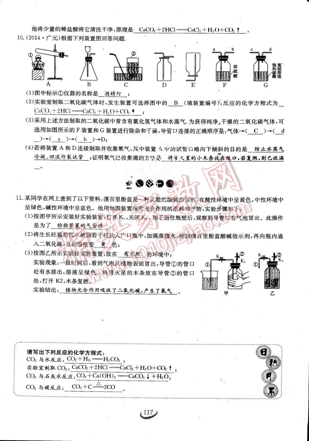 2015年思維新觀察課時作業(yè)九年級化學(xué)全一冊人教版 第117頁