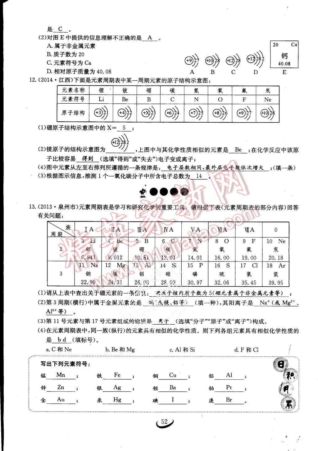 2015年思維新觀察課時(shí)作業(yè)九年級(jí)化學(xué)全一冊(cè)人教版 第52頁(yè)