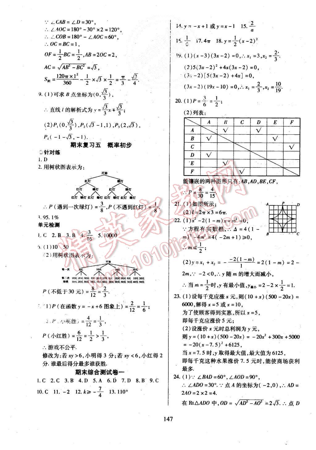 2015年有效課堂課時導(dǎo)學(xué)案九年級數(shù)學(xué)上冊人教版 第23頁