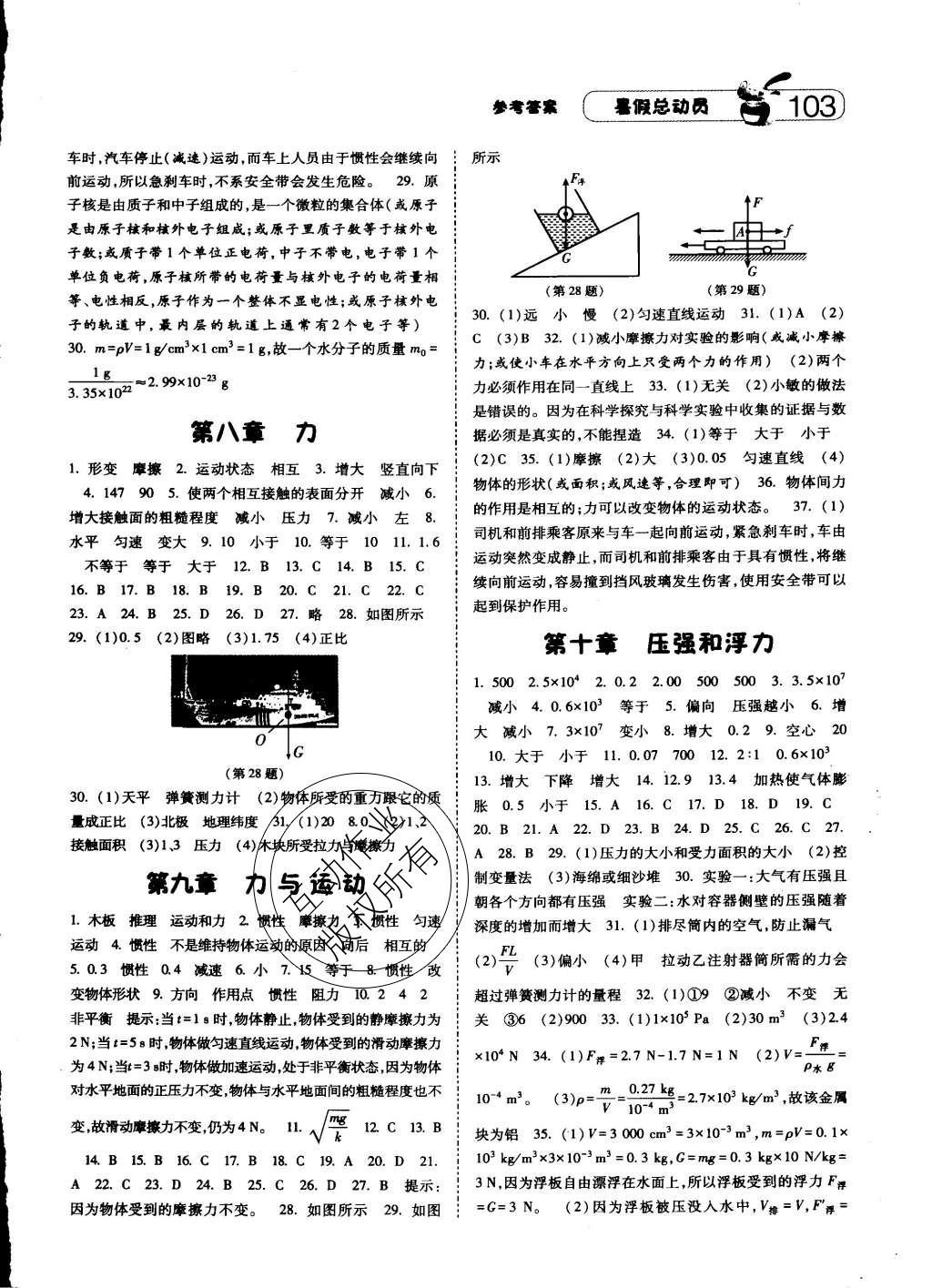 2014年暑假总动员八年级物理江苏国标版 2015版参考答案第11页