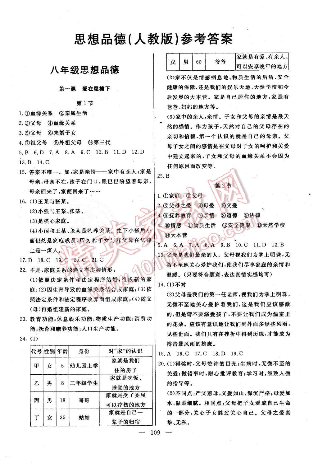 2015年初中同步学习导与练导学探究案八年级生物上册人教版 第1页