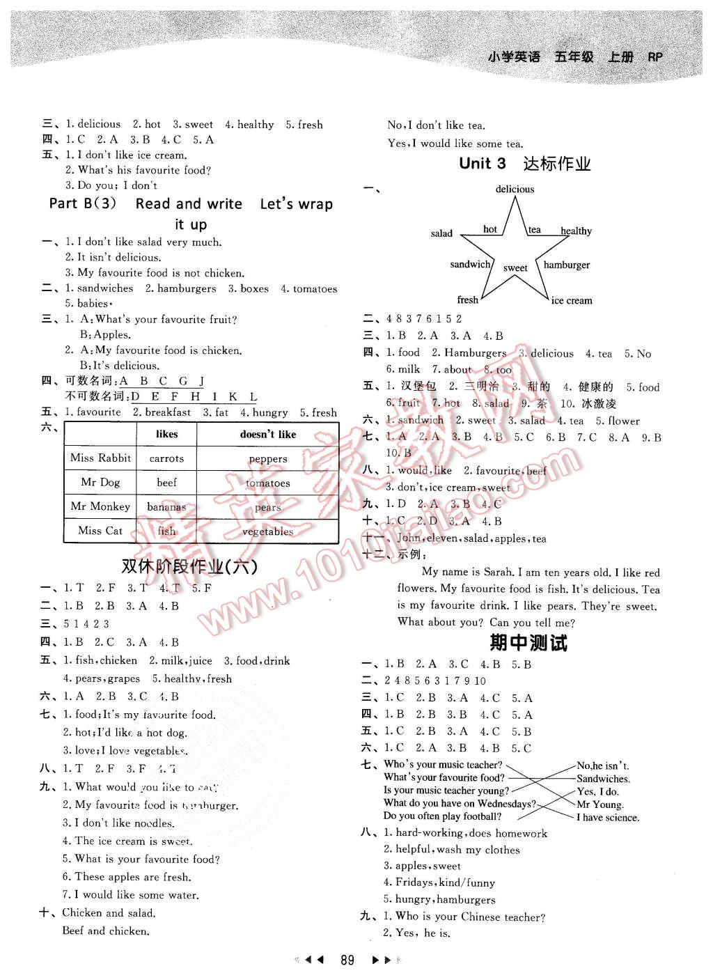 2015年53天天练五年级英语上册人教PEP版 第5页