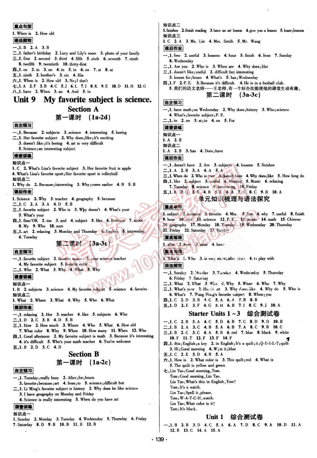 2015年優(yōu)學(xué)名師名題七年級(jí)英語上冊人教版 第7頁