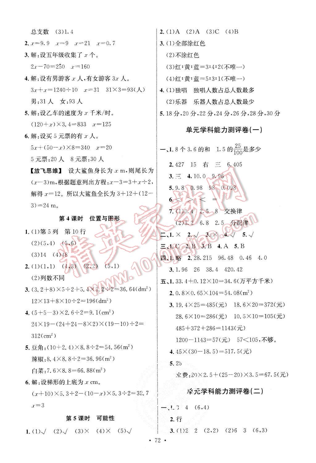 2015年能力培养与测试五年级数学上册人教版 第12页