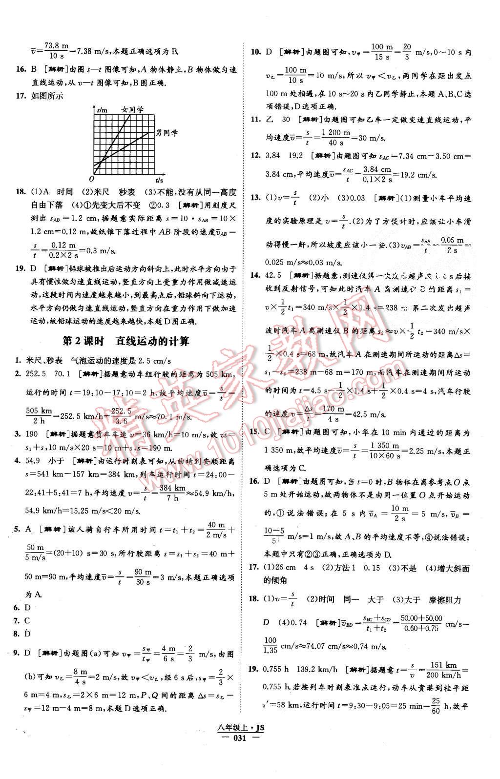 2015年學(xué)霸題中題八年級物理上冊江蘇版 第31頁