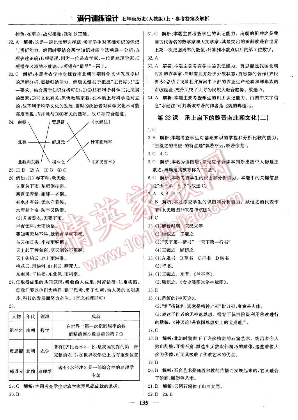 2015年滿分訓練設計七年級歷史上冊人教版 第24頁