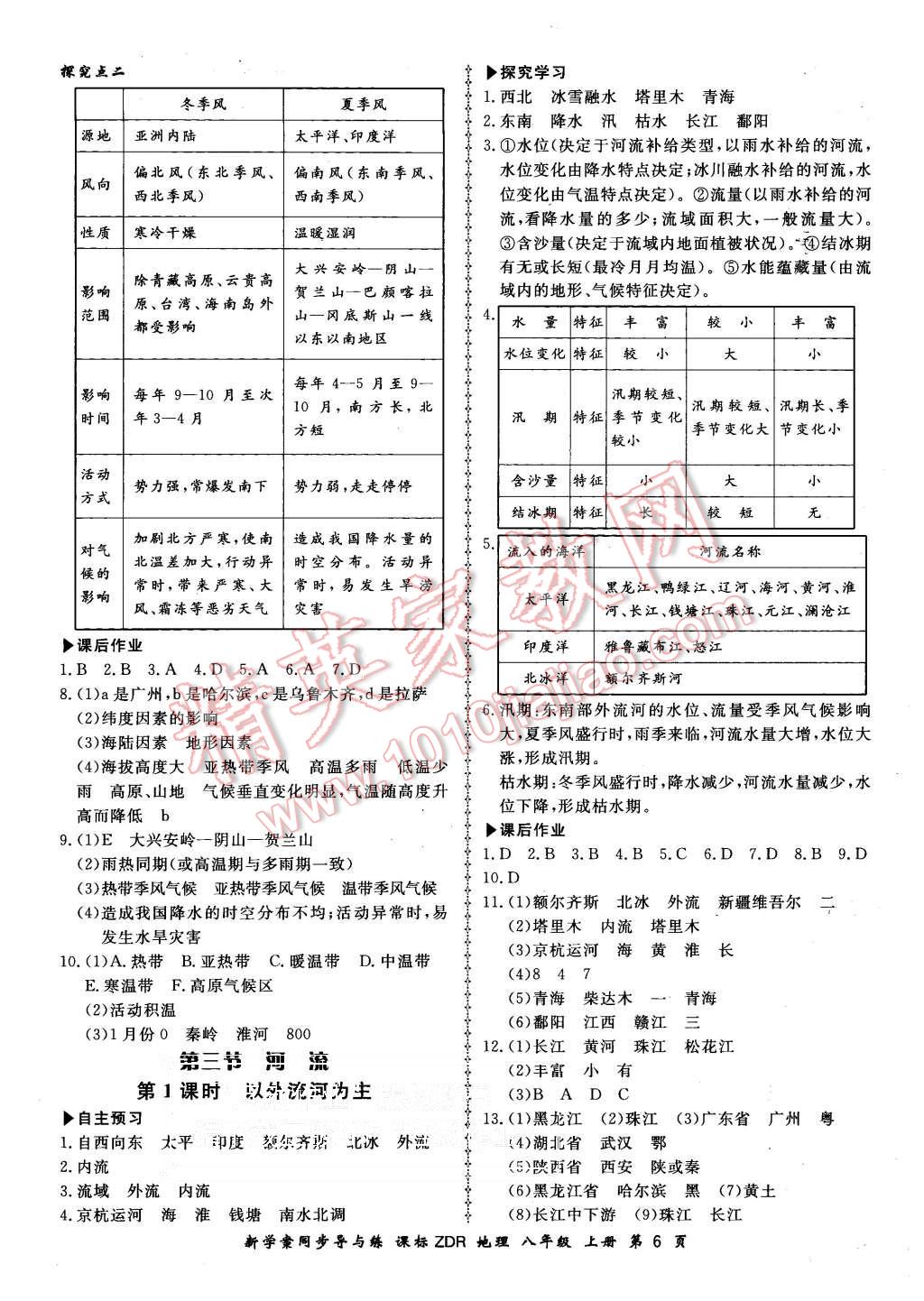 2015年新學(xué)案同步導(dǎo)與練八年級(jí)地理上冊(cè)人教版 第6頁