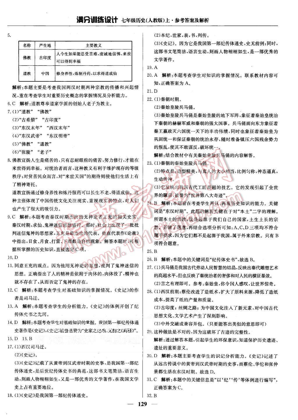 2015年滿分訓練設(shè)計七年級歷史上冊人教版 第18頁