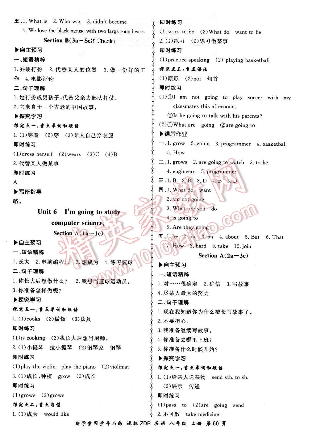 2015年新學(xué)案同步導(dǎo)與練八年級(jí)英語上冊(cè)人教版 第12頁