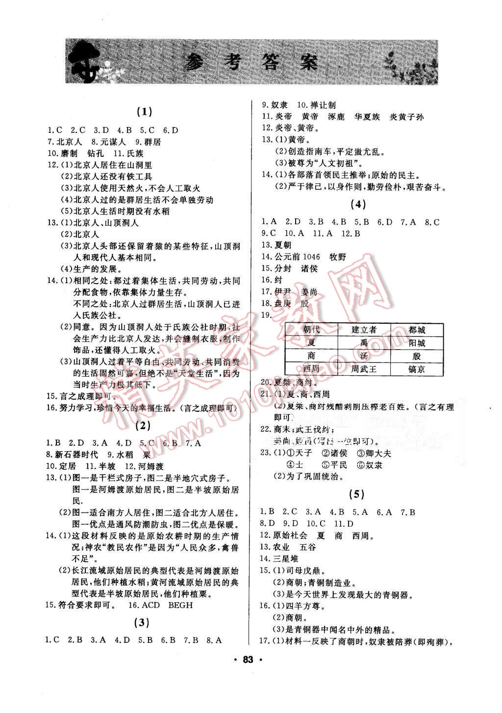 2015年試題優(yōu)化課堂同步七年級歷史上冊人教版 第1頁