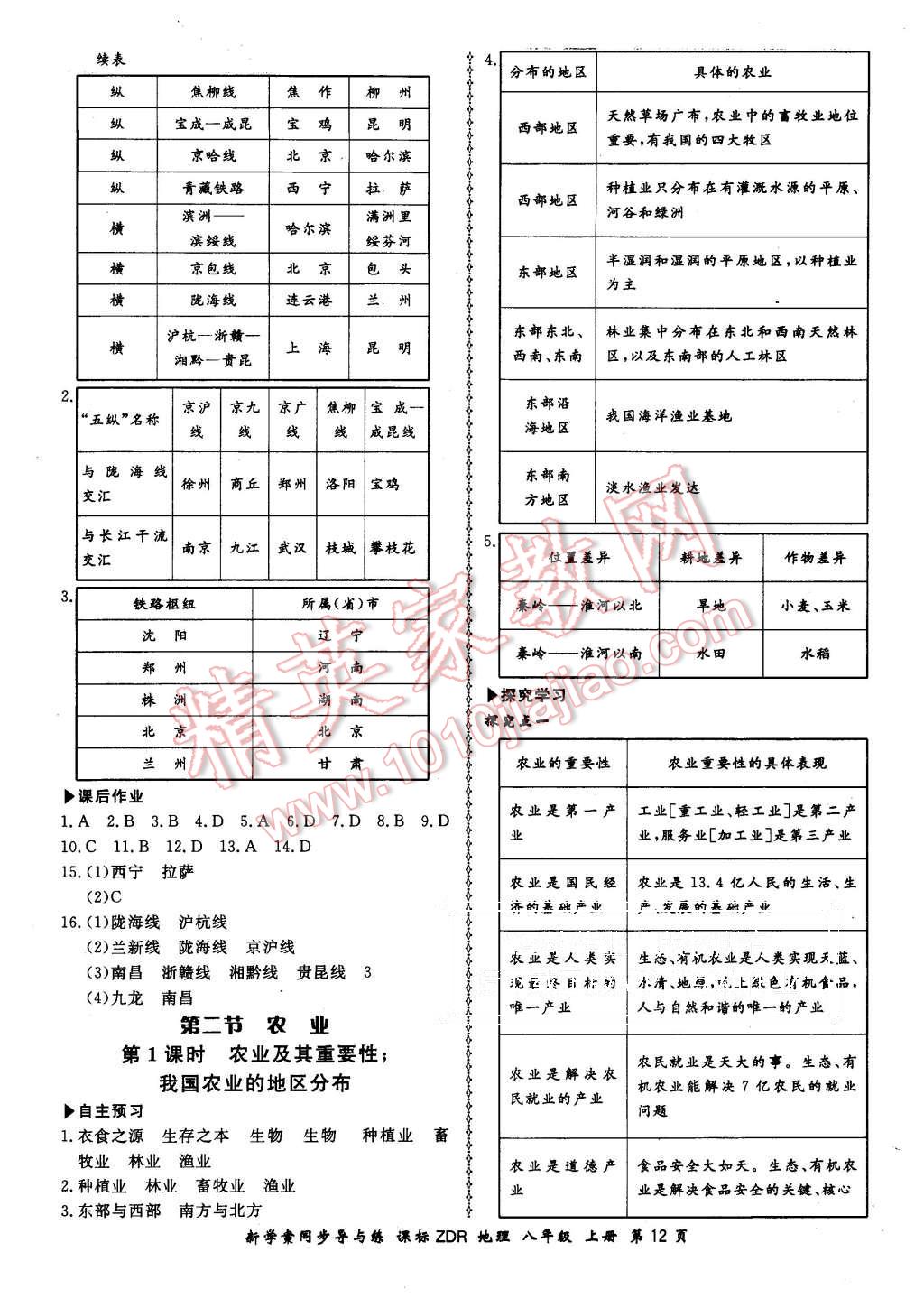 2015年新學案同步導與練八年級地理上冊人教版 第12頁